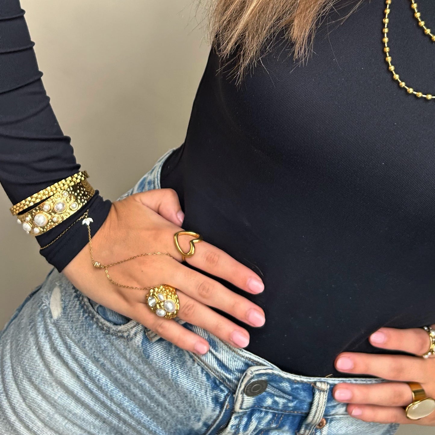 Bangle Met Parels – Rosa
