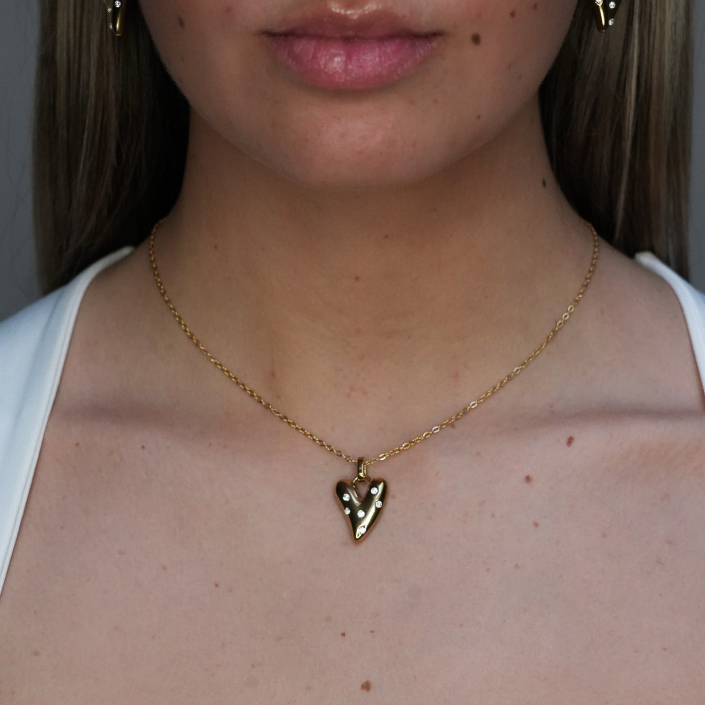 Hartjes Ketting Met Strass – Lieve