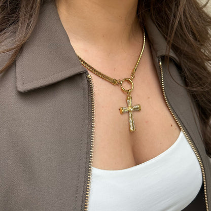 Statement Kruis Ketting Met Strass – Evy