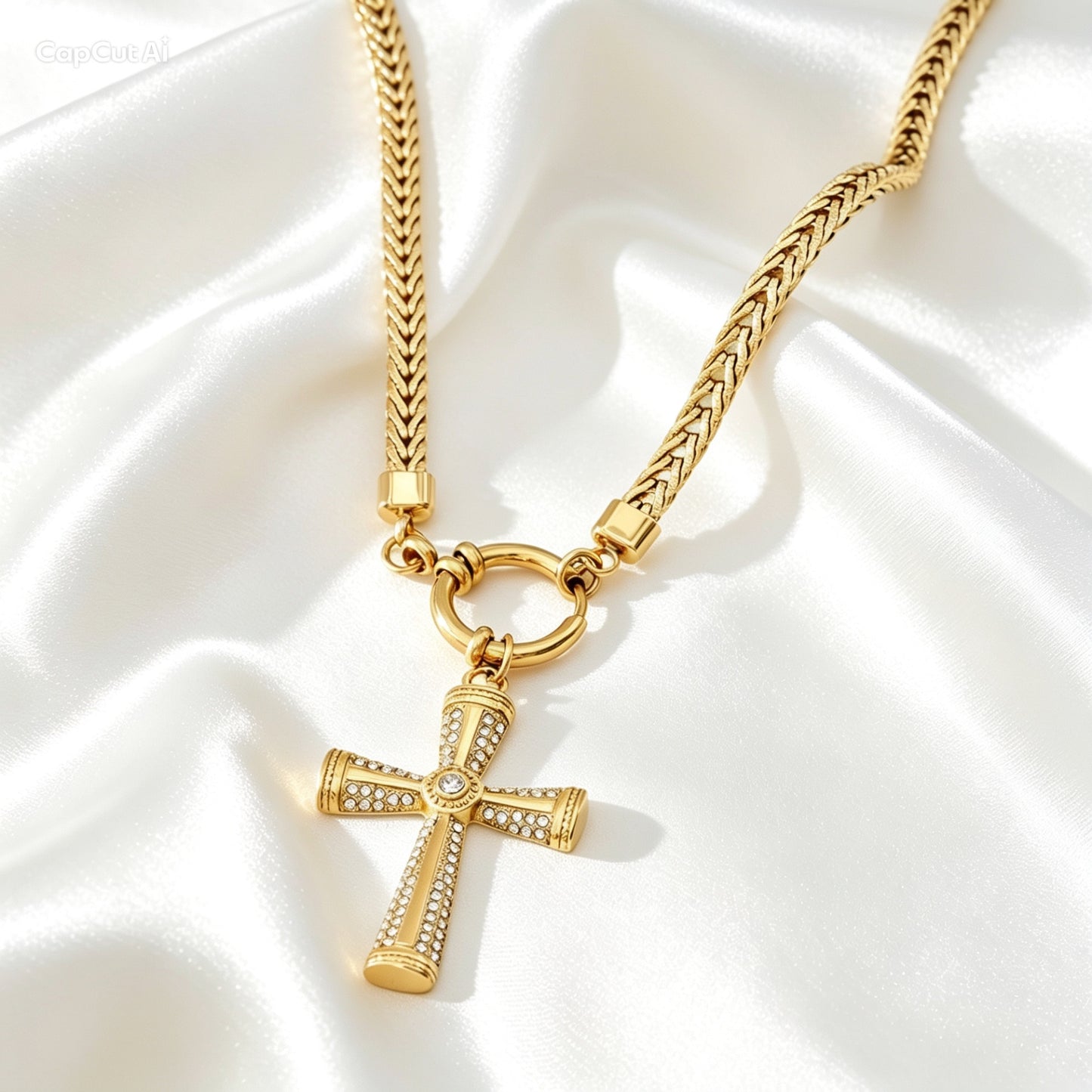 Statement Kruis Ketting Met Strass – Evy