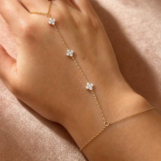 Hand Chain Met Strass Bloemetjes – Verle