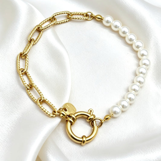 Parel Armband Met Schakel – Carrie
