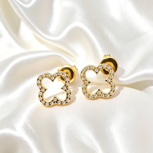 Oorbellen Bloem Met Strass – Gitte