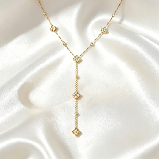 Lange Bloemetjes Ketting Met Strass – Paris