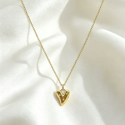 Hartjes Ketting Met Strass – Lieve