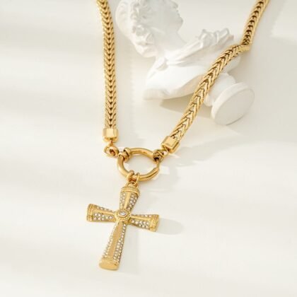 Statement Kruis Ketting Met Strass - Evy