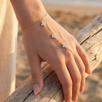 Hand Chain Met Strass Bloemetjes - Verle