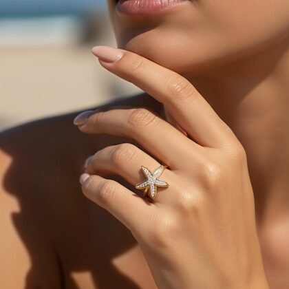 Zeester Ring Met Strass - Puck