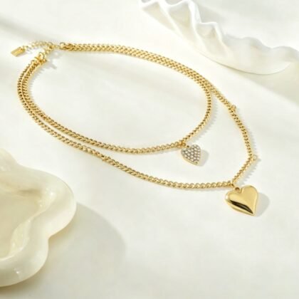 Dubbele Strass Hartjes Ketting - Carmen