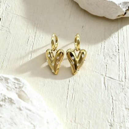 Hartjes Oorbellen Met Strass - Lieve