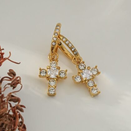 Kruis Oorbellen Met Strass - Evy