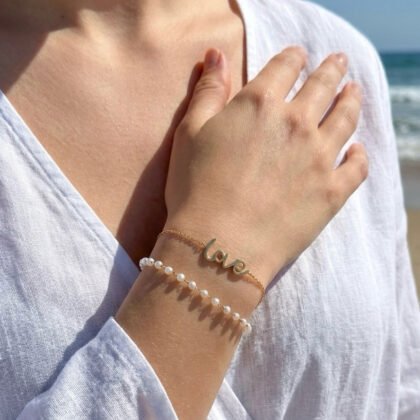 Love Armband Met Parel - Jade