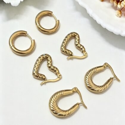 Oorbellen Set Met Structuur En Hart - Tinia