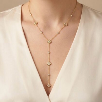 Lange Bloemetjes Ketting Met Strass - Paris