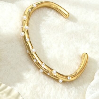 Bangle Armband Met Strass En Parels - Sien