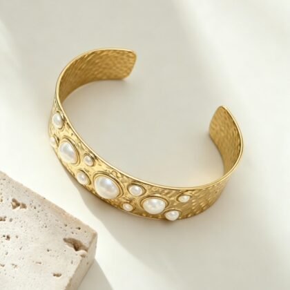 Bangle Armband Met Parels - Rosa