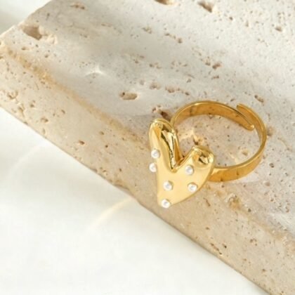 Hartjes Ring Met Pareltjes - Romy